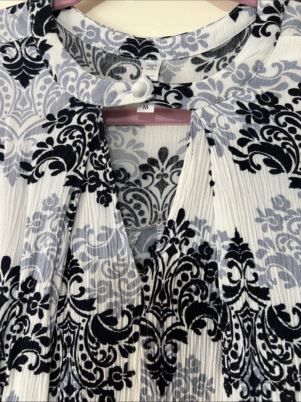 Lapis Black gray ans White Pleated Damask swing Tunic